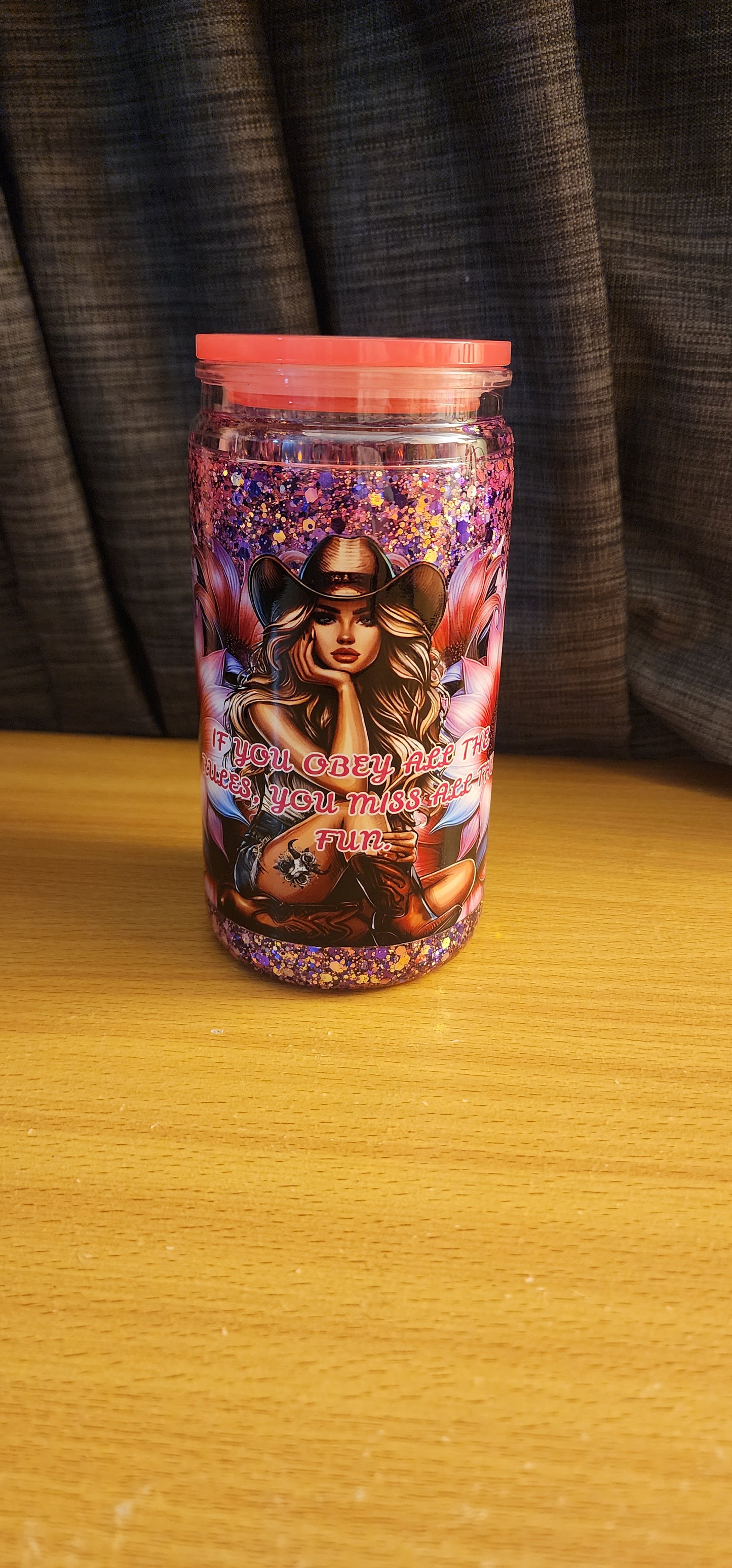 Pink snowglobe tumbler